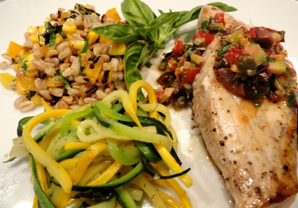 Baked Swordfish with Olive Relish